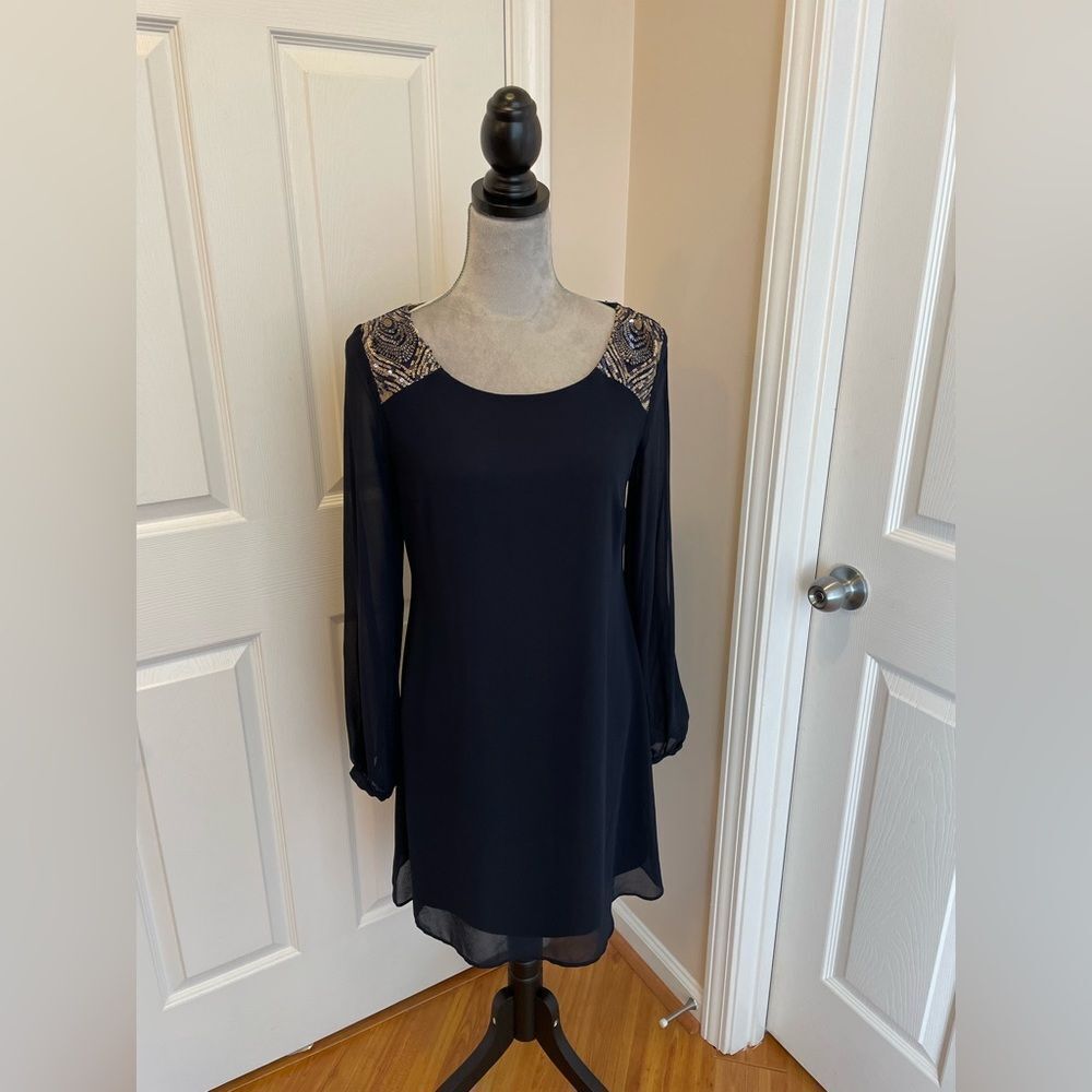 Navy dress with sequin detail